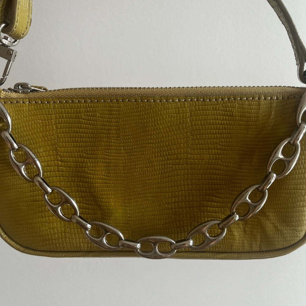 By Far Mini Rachel Bag in Stamped Leather Olive Green - Picture 3 of 4